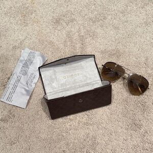 Gucci Brown Aviator Sunglasses with Case